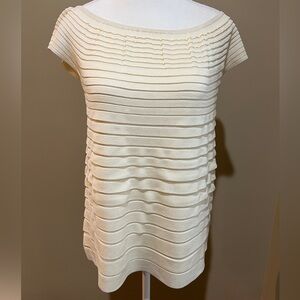Talbots Collection Cream Silk Pleated Off the Shoulder Top